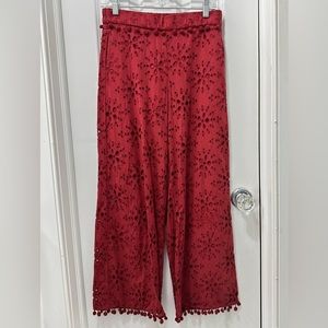 Zara Eyelet Embroidery Culotte Pants